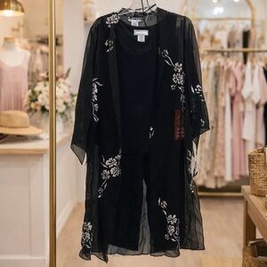 Dana Kay 3 Piece Black Sequined Kimono Formal Ensemble New Special Occasions 16W